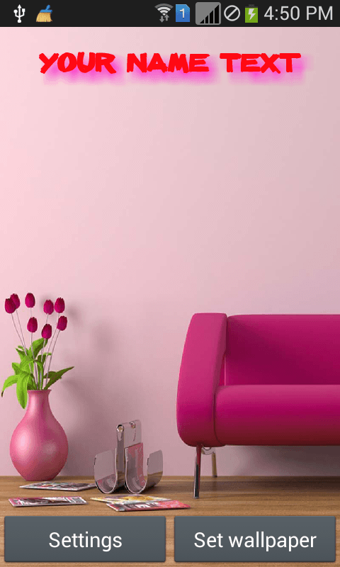 mein name foto live wallpaper,rosa,wand,text,zimmer,violett
