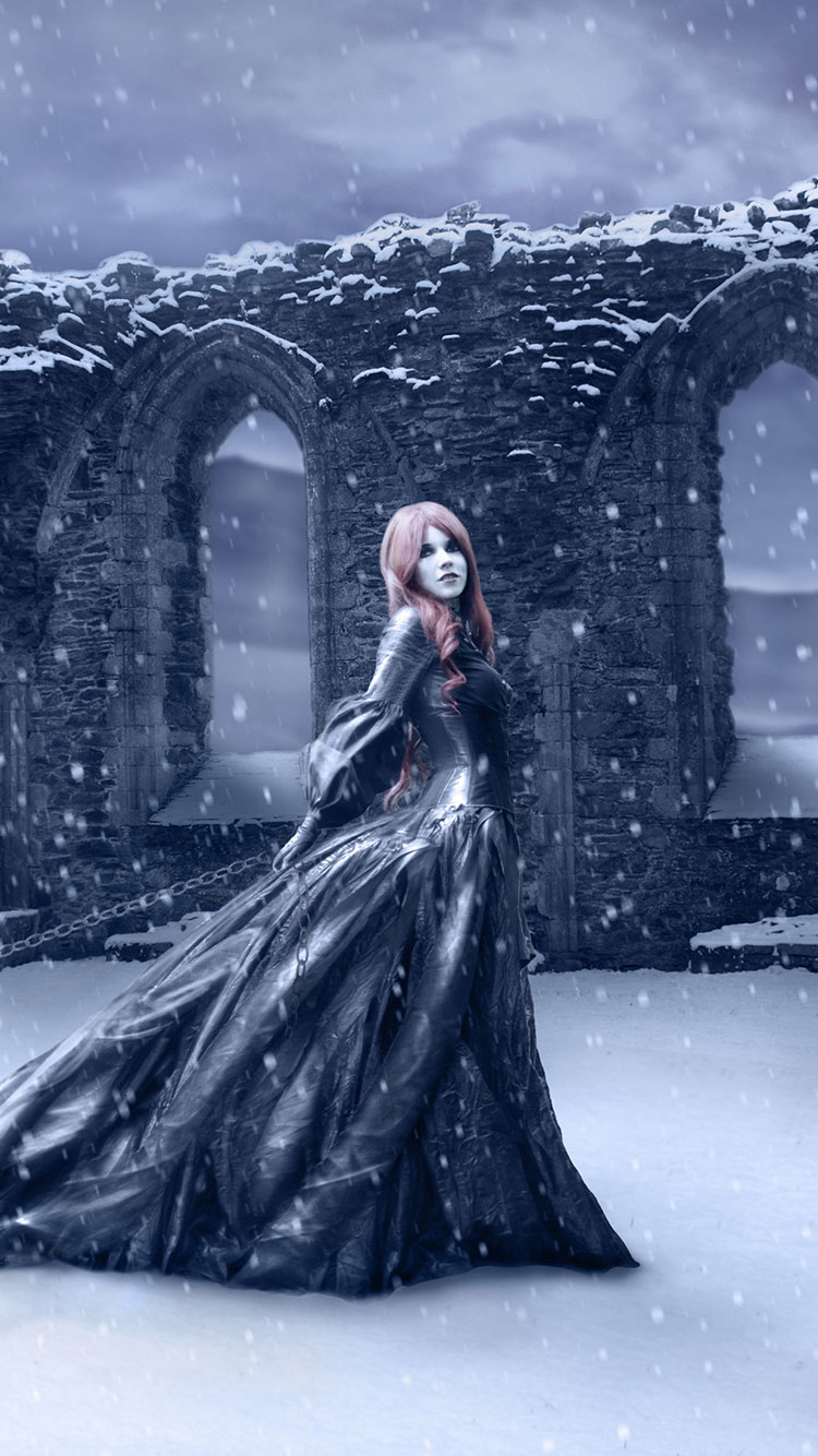 carta da parati fantasy per iphone,neve,moda,cg artwork,capispalla,inverno