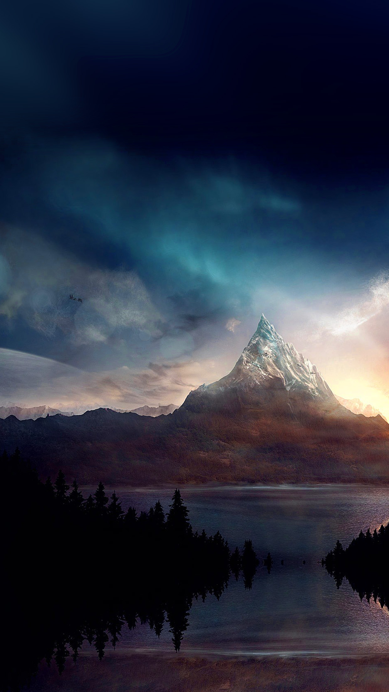 fantasie iphone wallpaper,himmel,natur,natürliche landschaft,berg,wolke