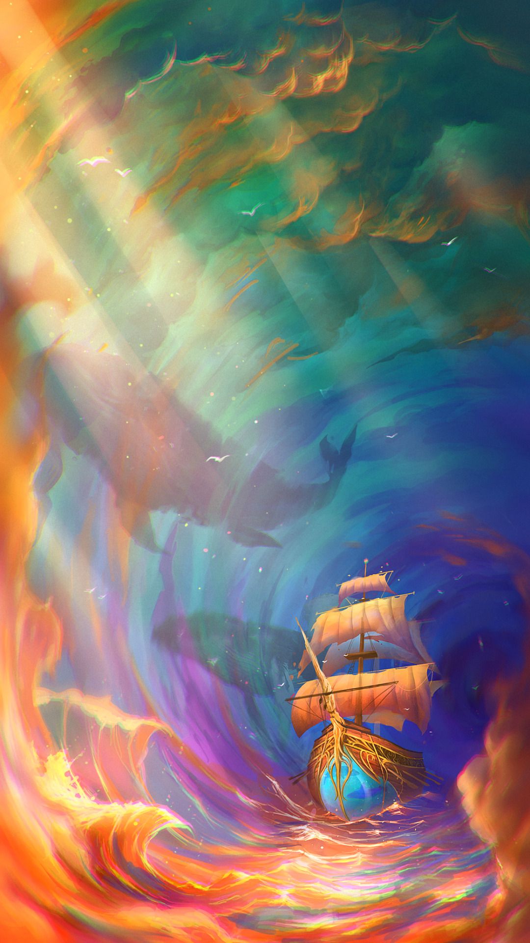 fantasy iphone wallpaper,painting,orange,art,sky,cg artwork