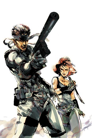 metal gear solid iphone wallpaper,cartoon,illustration,anime,cg artwork,black hair