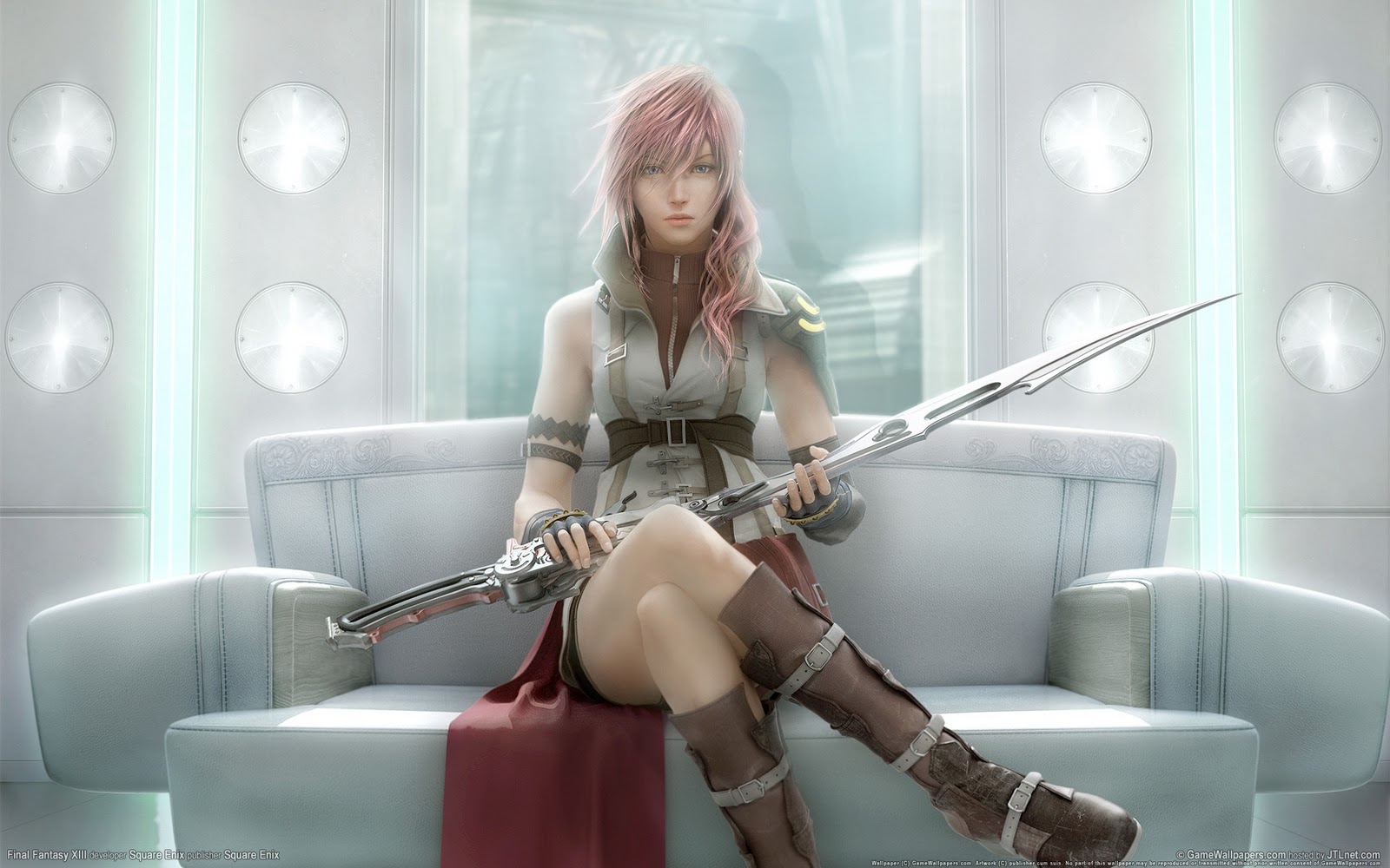 final fantasy xiii wallpaper,cg artwork,sitting,leg,games,fictional character