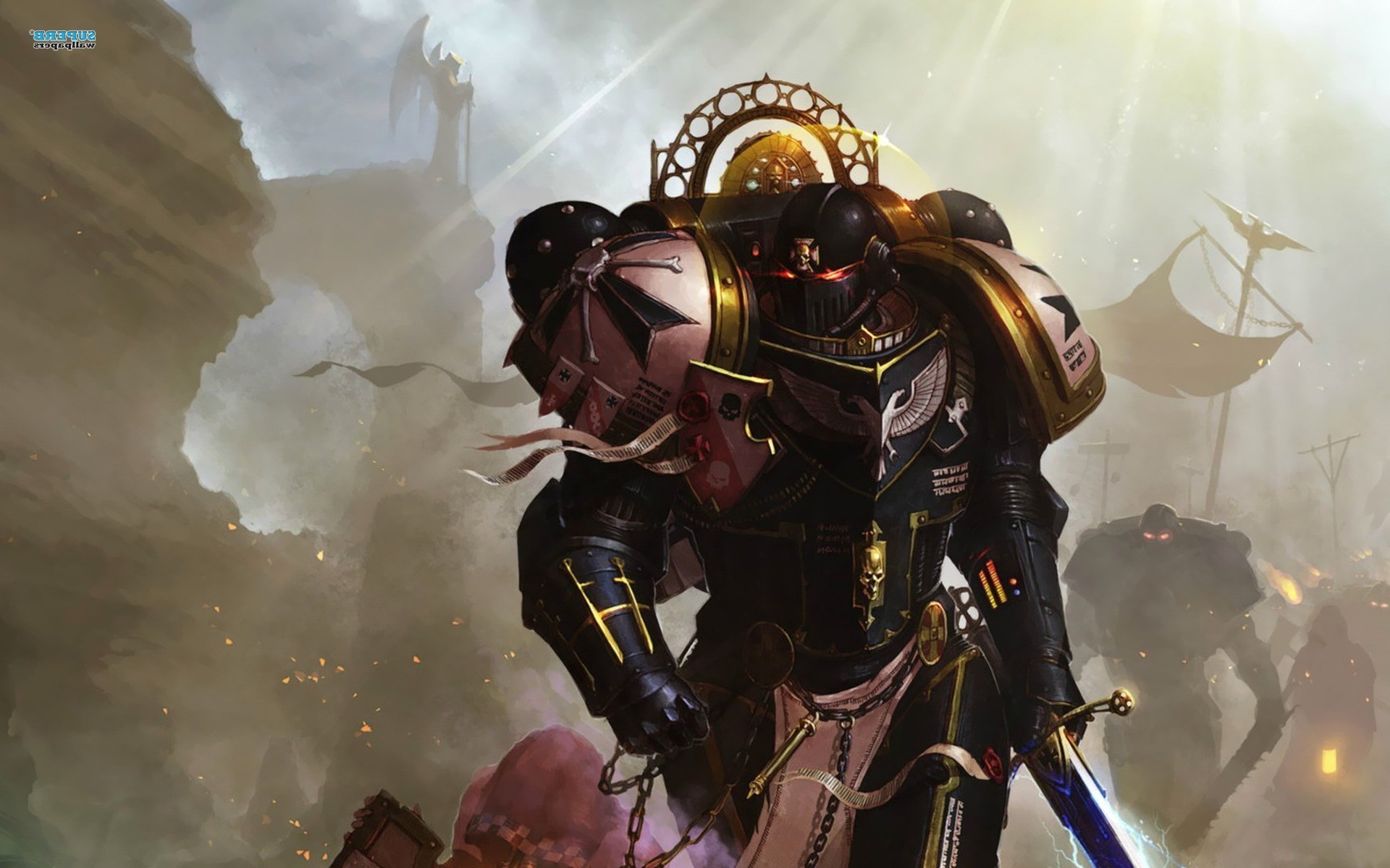 space marine wallpaper,action adventure game,pc game,cg artwork,warlord,strategy video game