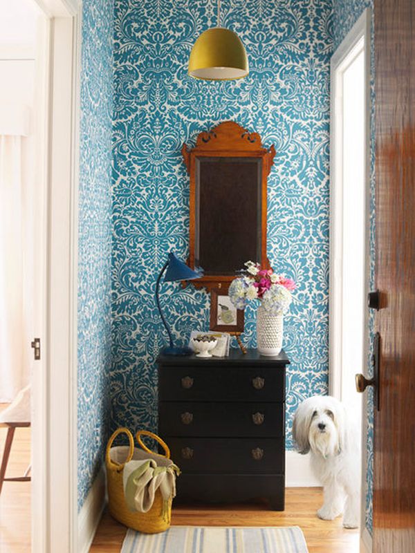 tendencias de pasillos de papel tapiz,azul,habitación,mueble,diseño de interiores,naranja