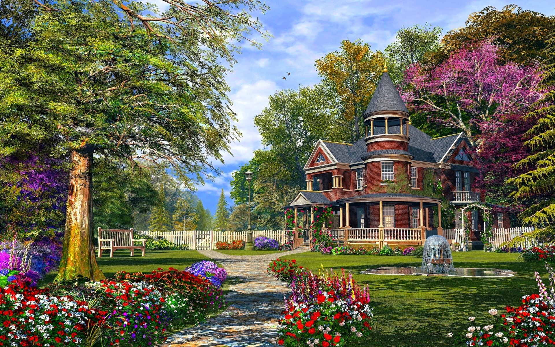 casa da giardino da parati,primavera,proprietà,casa,tenuta,casa