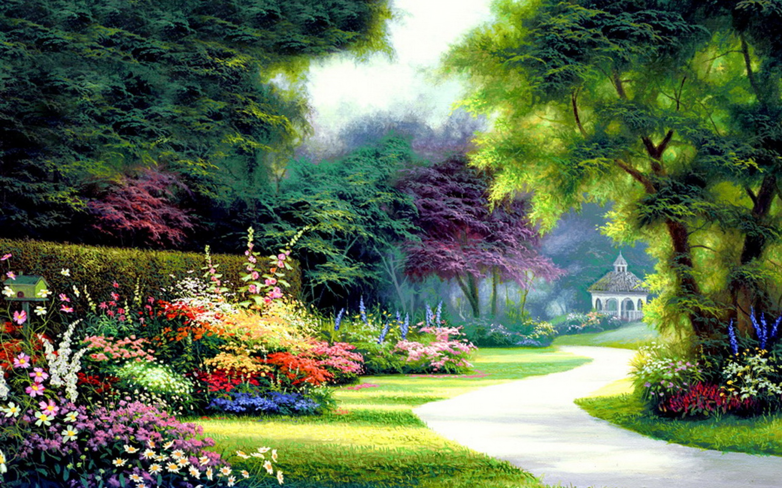 壁紙ガーデンハウス,自然の風景,自然,庭園,芝生,木