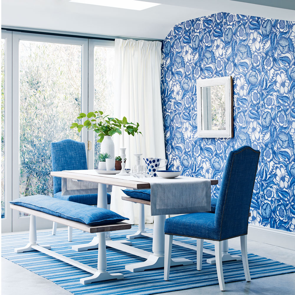dining room wallpaper ideas,furniture,blue,room,interior design,living room