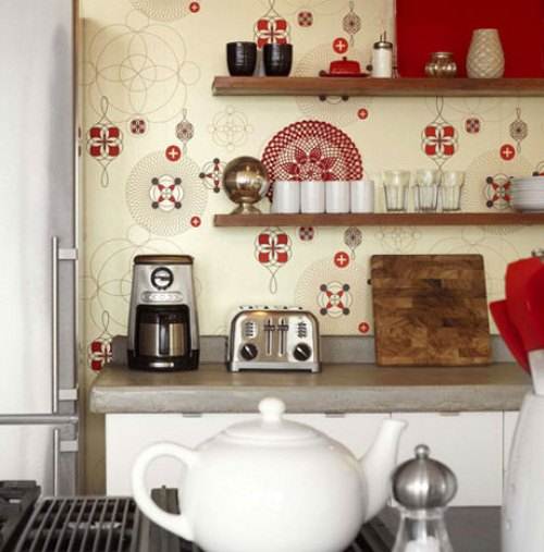 papel pintado de la cocina del país francés,estante,habitación,mueble,diseño de interiores,pared