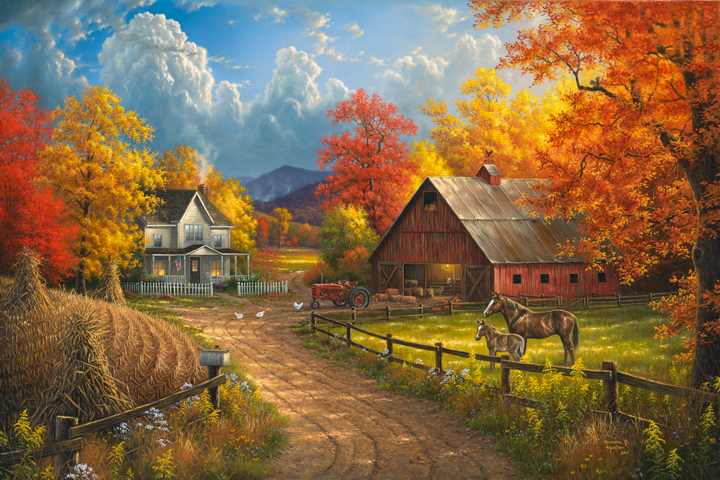 country scene wallpaper,natural landscape,nature,painting,sky,tree