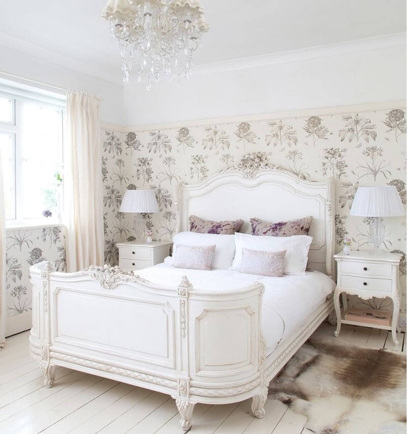 french provincial wallpaper,furniture,bedroom,white,room,bed