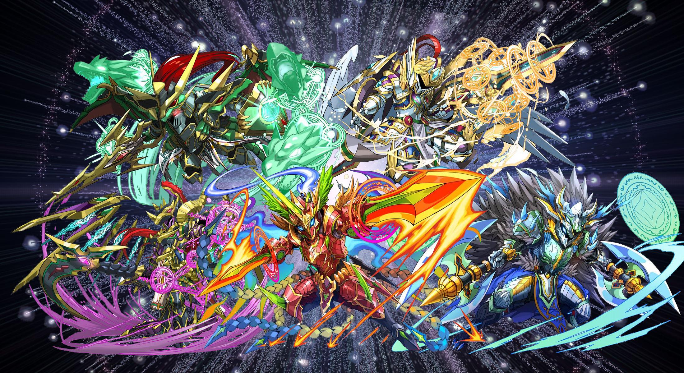 puzzle and dragons wallpaper,graphic design,illustration,graphics,fictional character,art