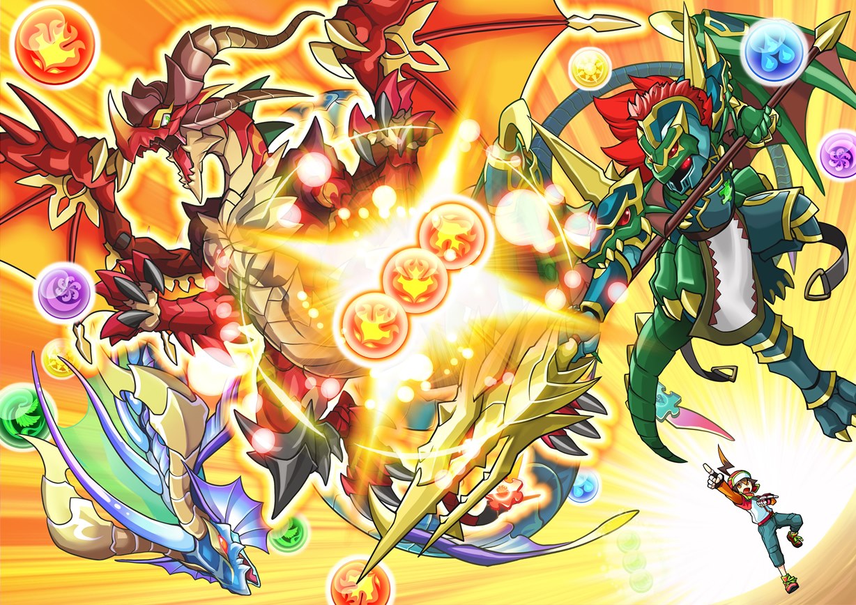 puzzle and dragons wallpaper,games,fictional character,graphic design,hero,illustration