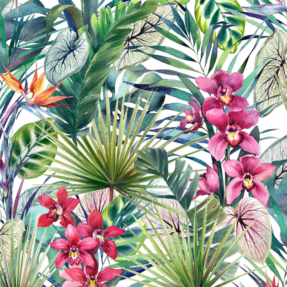 tropical print wallpaper,flower,flowering plant,plant,terrestrial plant,botany