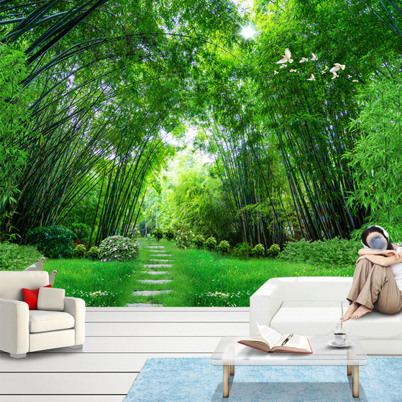 壁の森の壁紙,自然の風景,自然,緑,家具,草