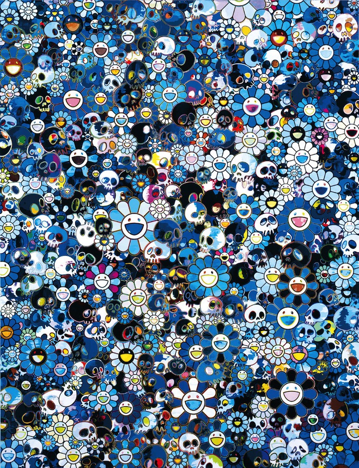 murakami wallpaper,azul,modelo,diseño,flor silvestre,textil