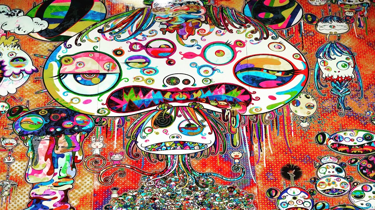 murakami tapete,psychedelische kunst,kunst,moderne kunst,illustration,bildende kunst