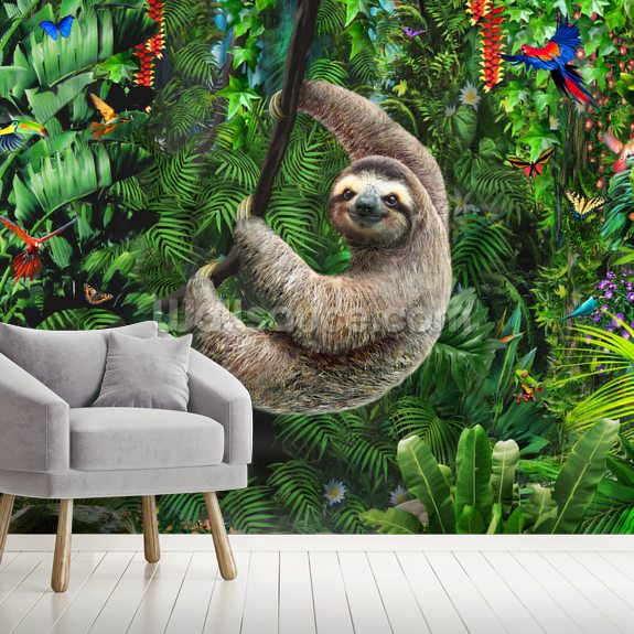 jungle wallpaper uk,vertebrate,three toed sloth,sloth,two toed sloth,terrestrial animal