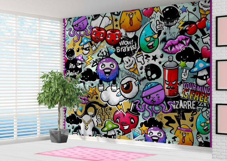 graffiti wallpaper uk,wall,art,mural,room,interior design