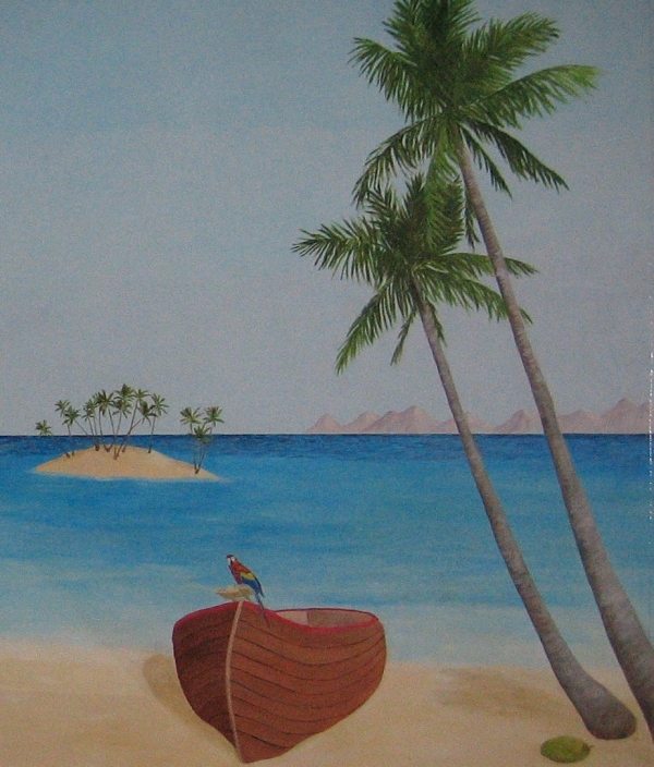 carta da parati a tema spiaggia uk,albero,palma,vacanza,pittura,caraibico
