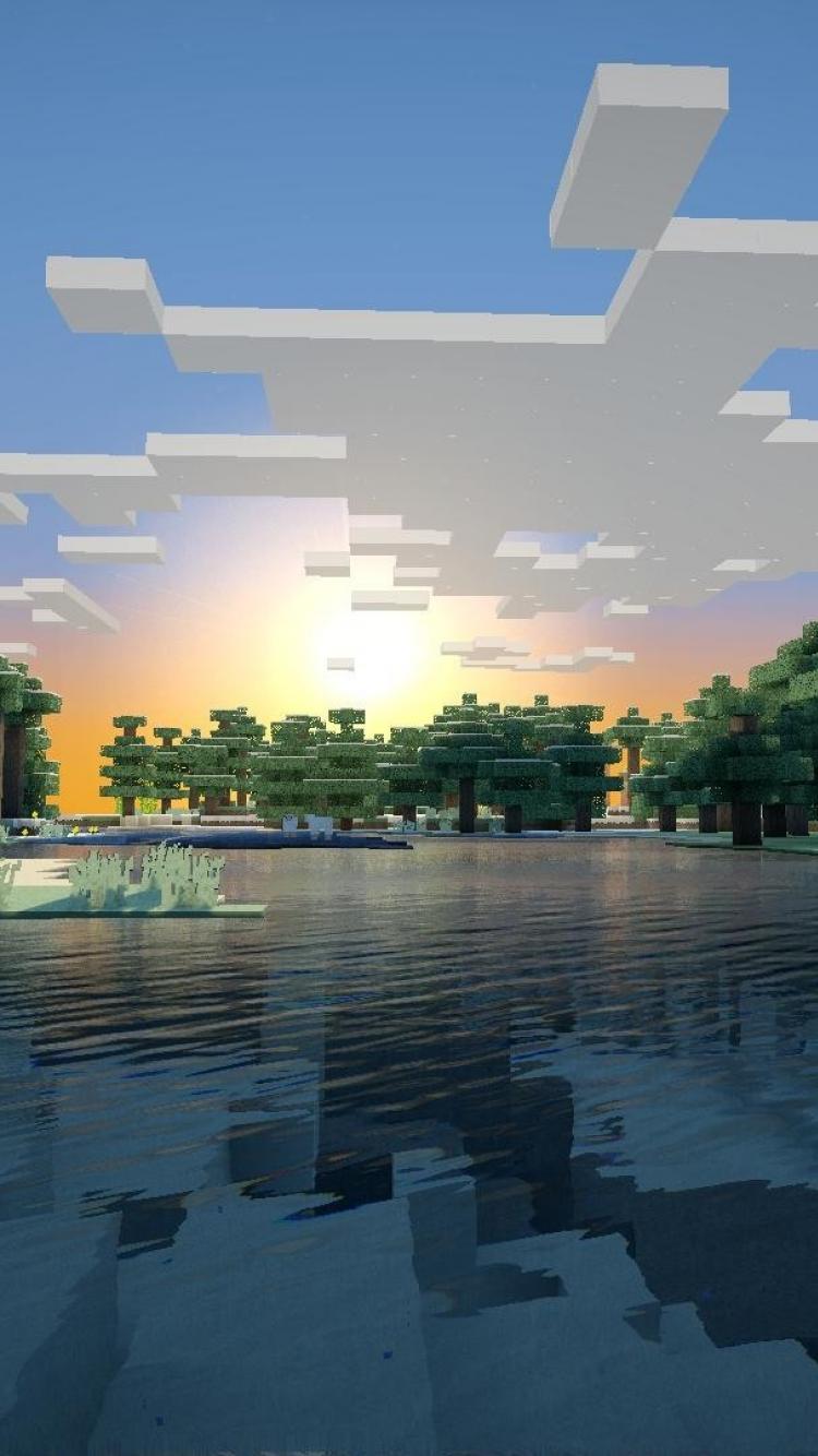 Minecraft Wallpaper Android Sky Reflection Nature Water Daytime 3446 Wallpaperuse