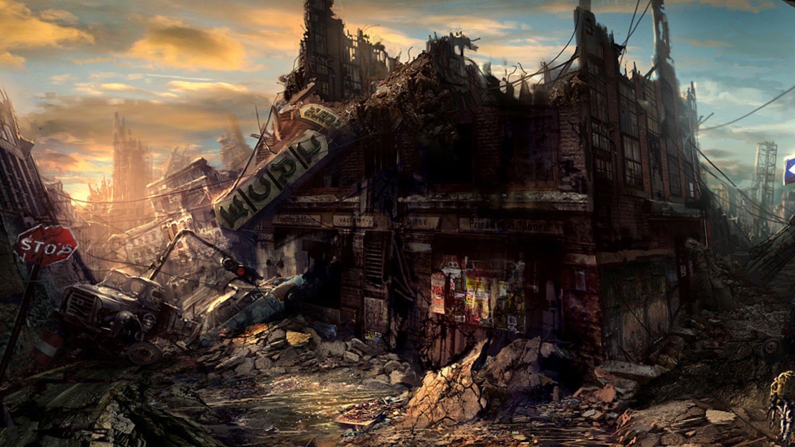 post apocalyptic wallpaper,action adventure game,ruins,strategy video game,adventure game,sky