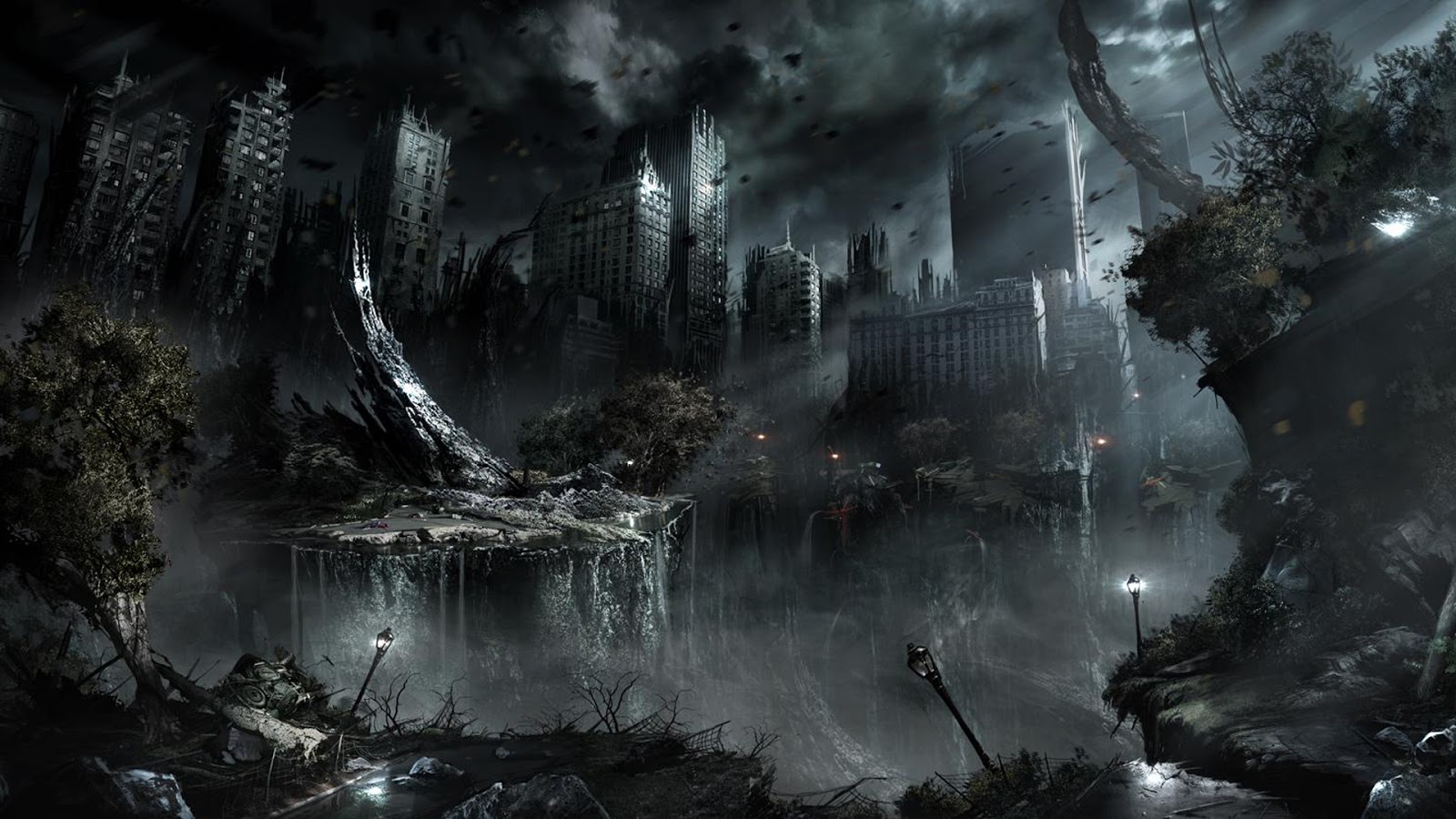 post apocalyptic wallpaper,nature,darkness,water,cg artwork,atmosphere