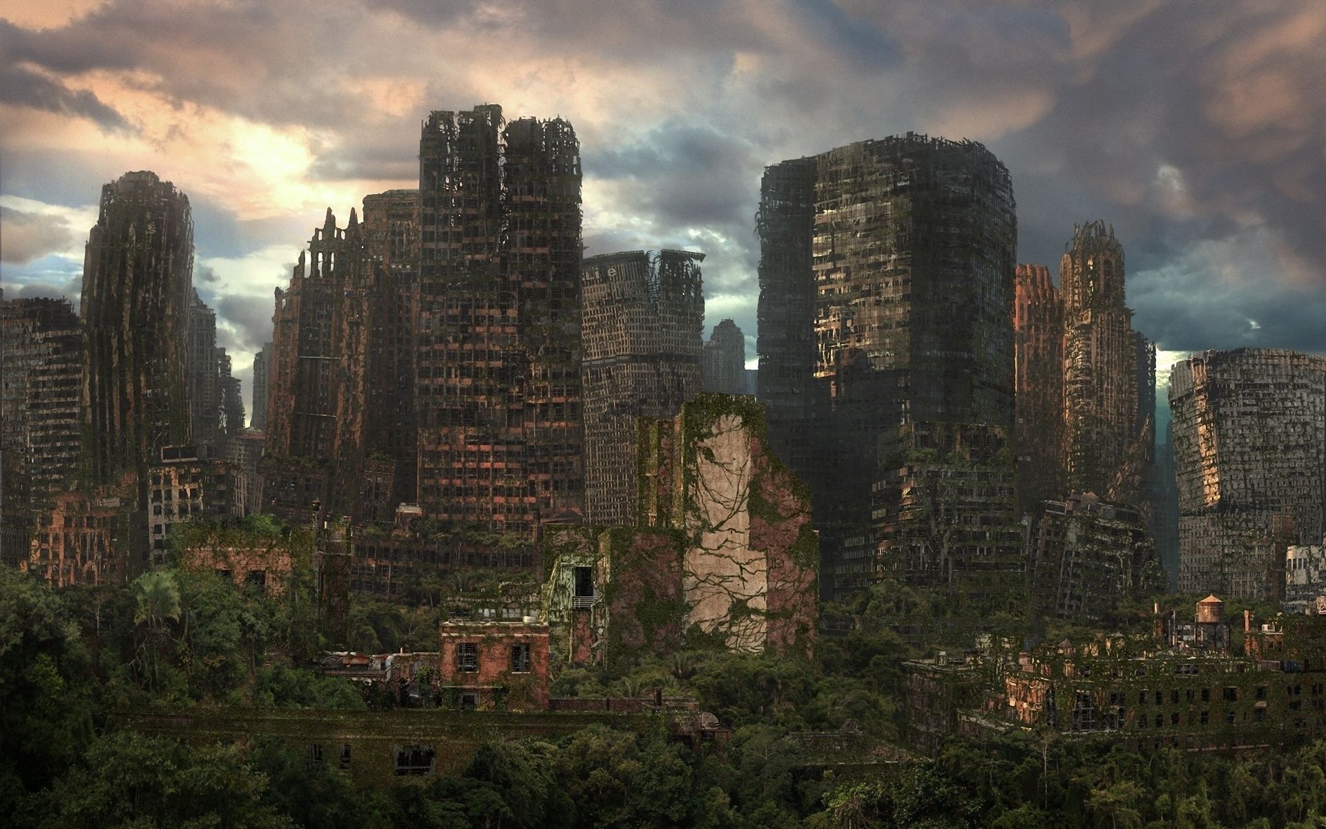 fond d'écran post apocalyptique,zone métropolitaine,paysage urbain,ville,ciel,jour