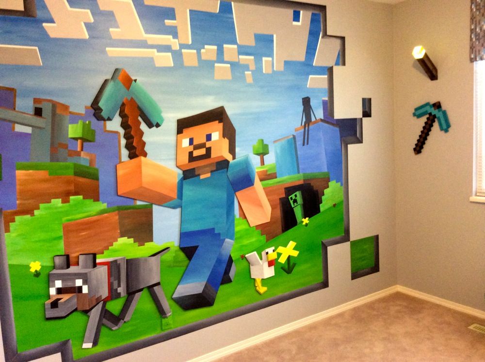 minecraft room wallpaper,room,house,art,interior design,visual arts