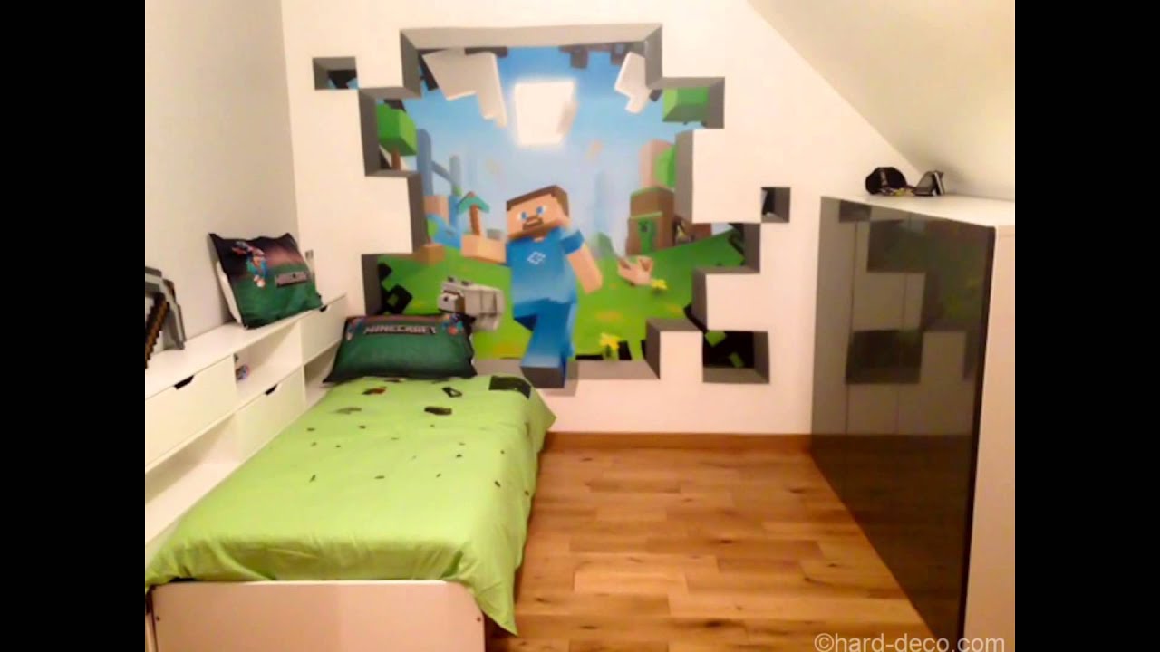 마인 크래프트 룸 벽지,방,인테리어 디자인,가구,초록,침실