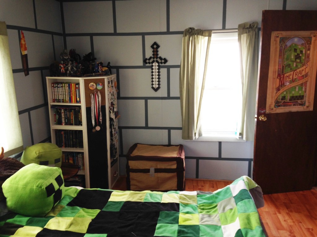 papier peint chambre minecraft,chambre,propriété,meubles,design d'intérieur,chambre