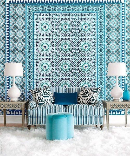 モロッコの壁紙デザイン,青い,アクア,ターコイズ,ルーム,壁紙