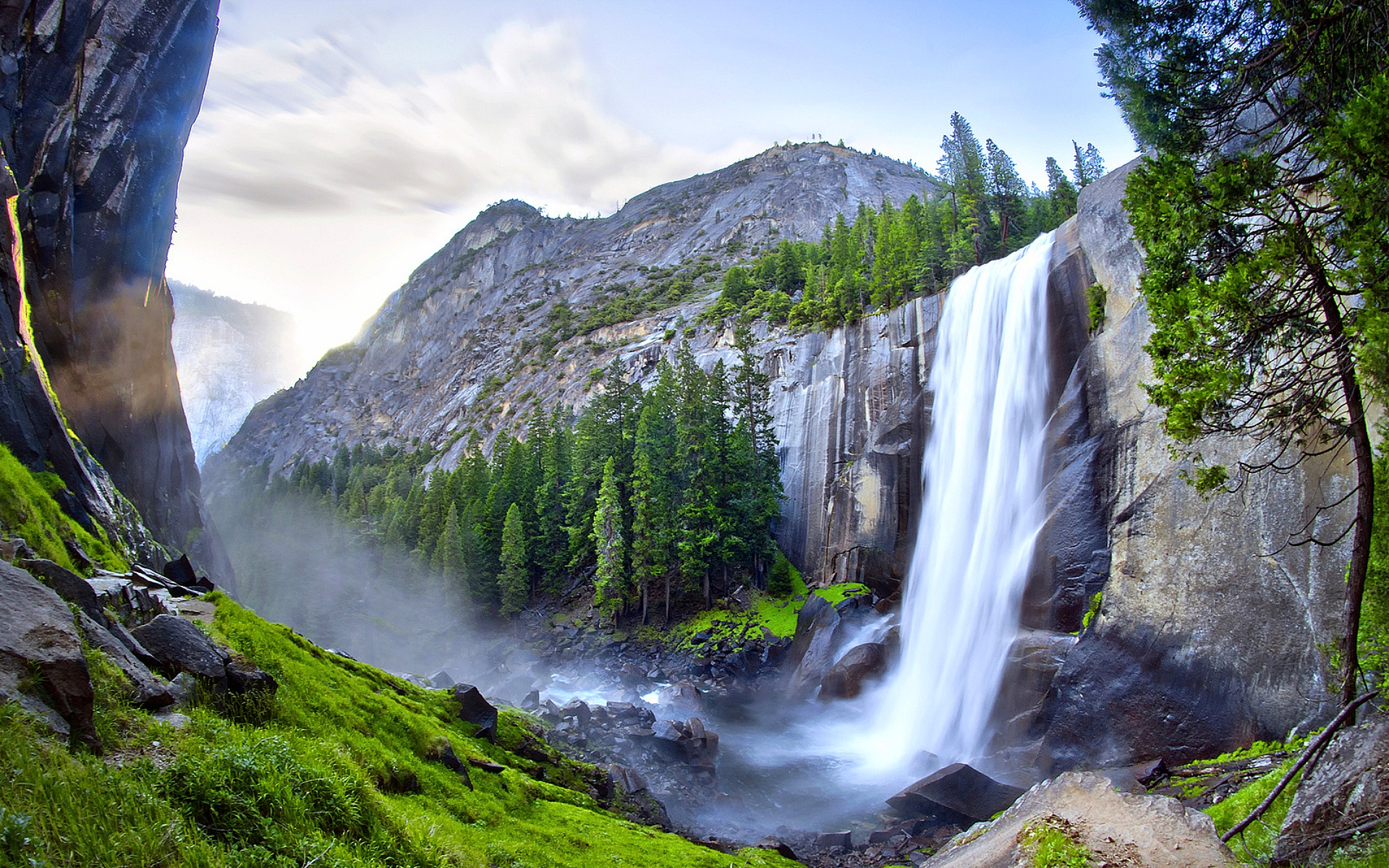 yosemite national park wallpaper,waterfall,natural landscape,nature,body of water,water resources