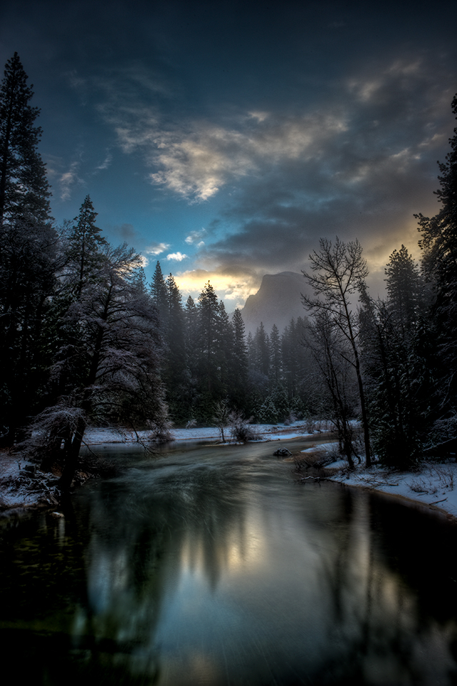 yosemite iphone wallpaper,sky,natural landscape,nature,water,winter