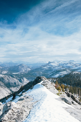 요세미티 아이폰 배경 화면,산,눈,산맥,산등성이,하늘