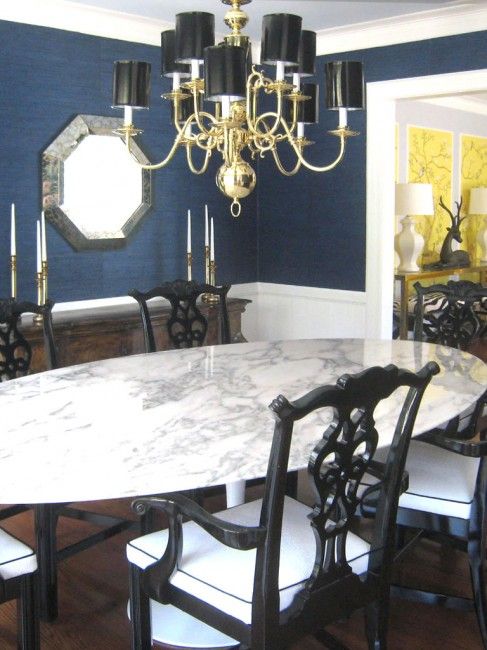 navy grasscloth wallpaper,dining room,room,chandelier,ceiling,furniture