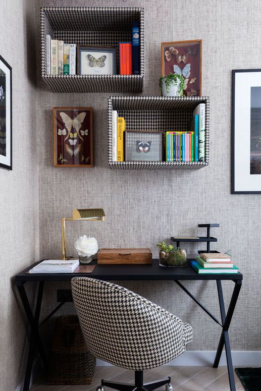 navy grasscloth wallpaper,shelf,furniture,room,shelving,interior design