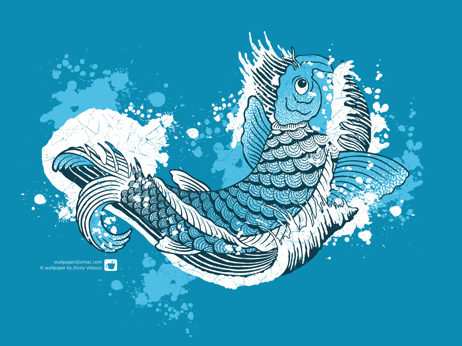 fish wallpaper for walls,illustration,azure,font,water,graphic design