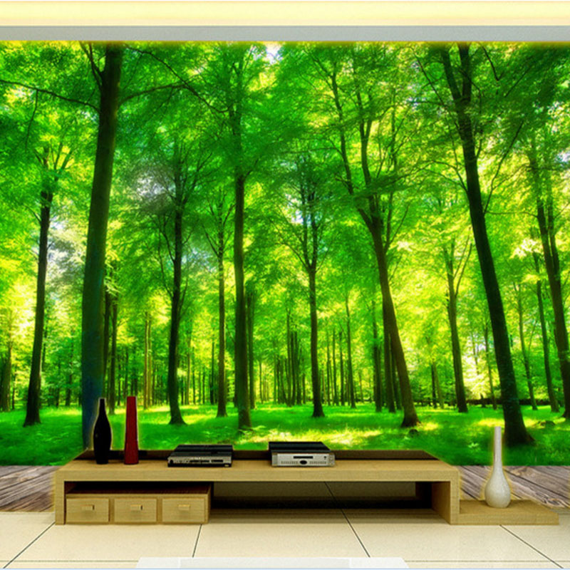 壁の風景の壁紙,緑,自然の風景,自然,木,壁画