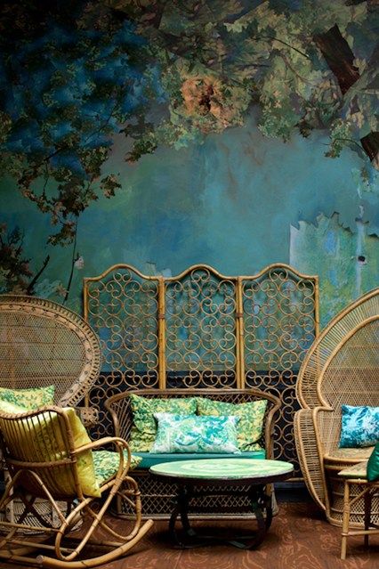 landscape wallpaper for walls,furniture,room,chair,turquoise,interior design