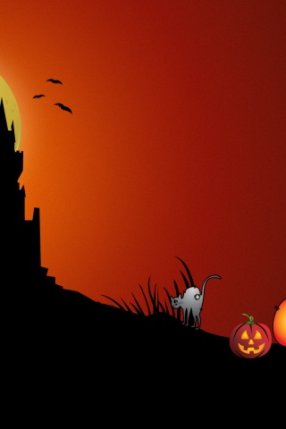 octubre iphone fondo de pantalla,truco o trato,naranja,cielo,ilustración,puesta de sol