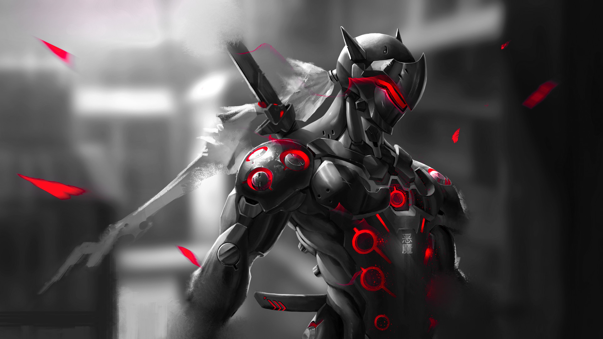 oni genji wallpaper,mecha,fictional character,carmine,action figure,pc game