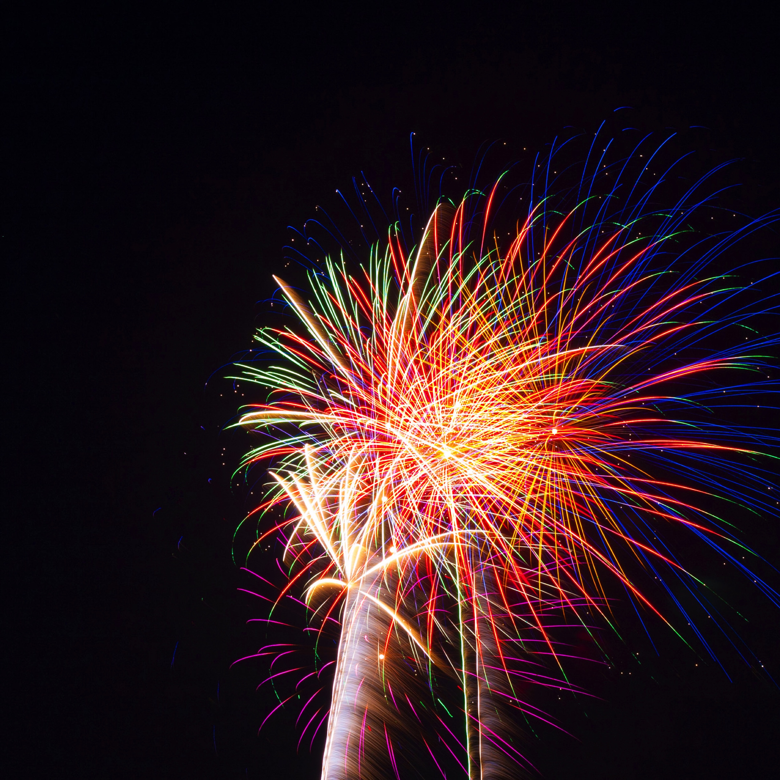 2732x2732 wallpaper,fireworks,photograph,new years day,midnight,sky