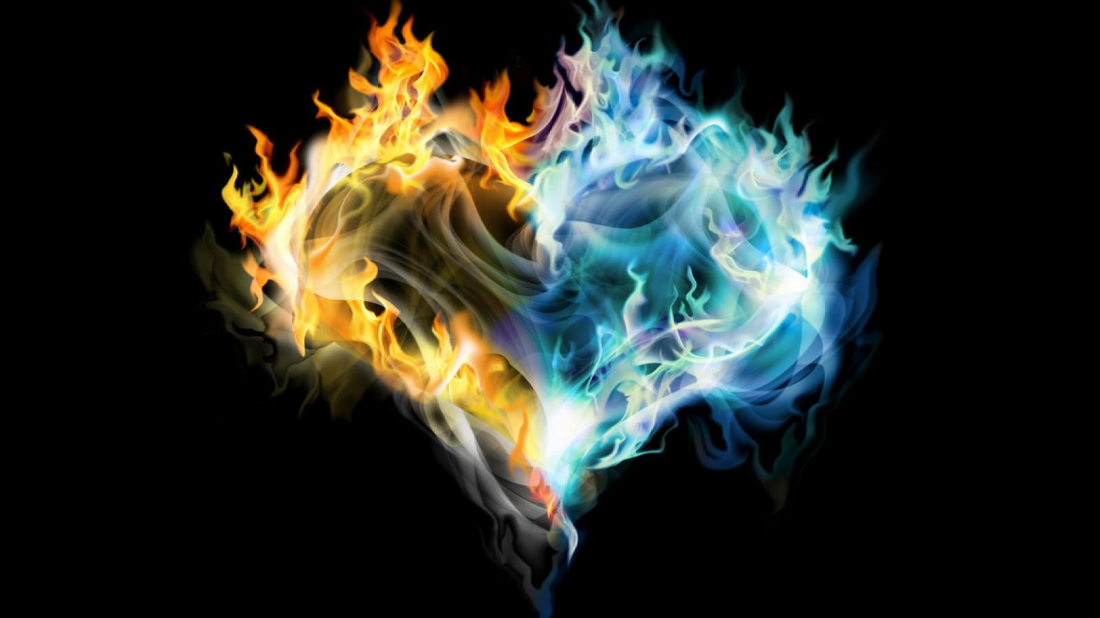 fondo de pantalla de corazón azul,fuego,fuego,calor,arte fractal,agua