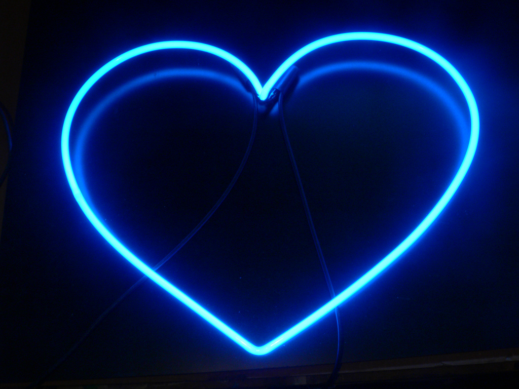 blue heart wallpaper,heart,light,neon,electric blue,love