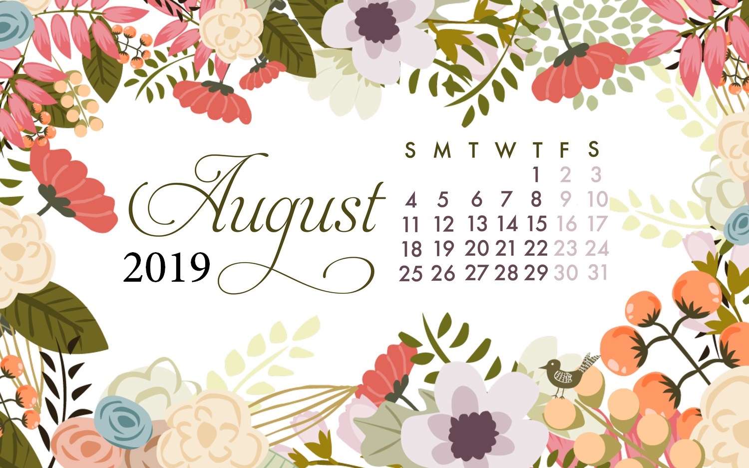 august desktop wallpaper,text,floral design,font,leaf,flower