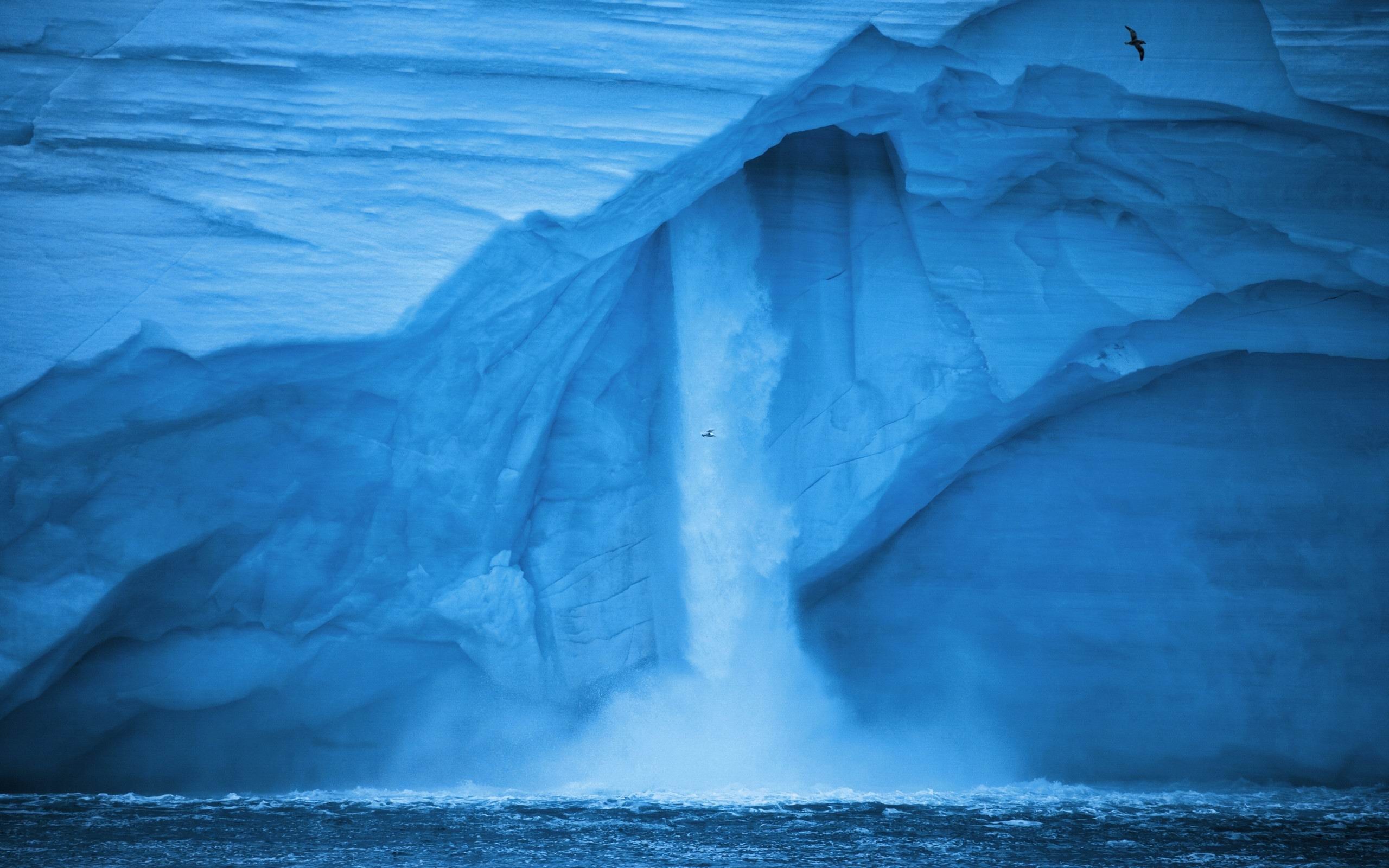 os xマウンテンライオン壁紙,氷山,波,青い,氷の洞窟,海洋