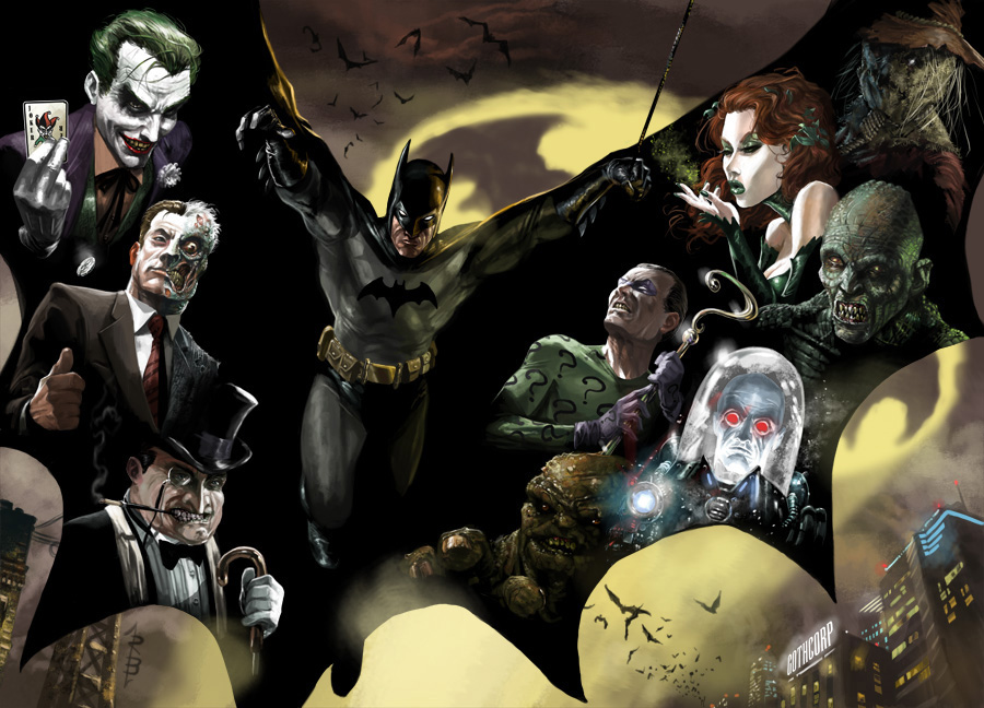 batman villains wallpaper,fictional character,fiction,illustration,cg artwork,comics
