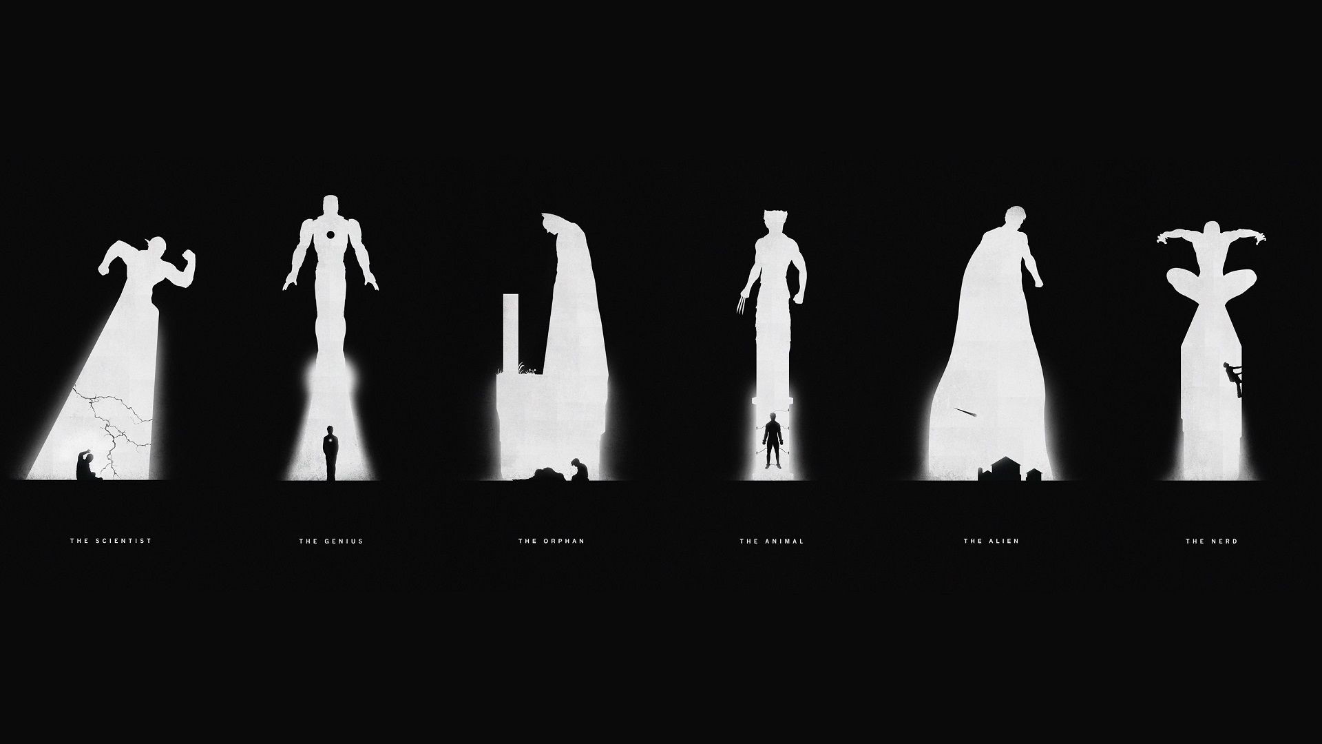 migliori sfondi marvel,testo,bianco e nero,vestito,silhouette,font