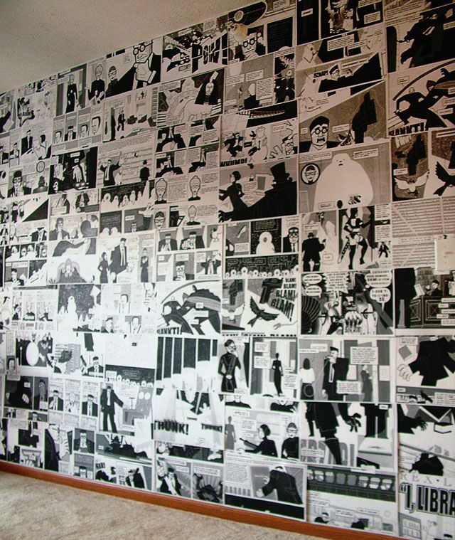 壁の漫画本の壁紙,壁,フォント,黒と白,壁画,アート
