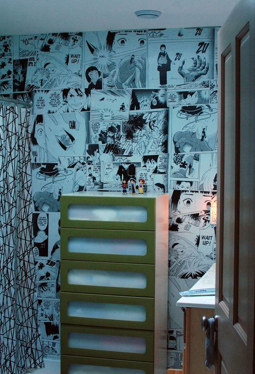 comic book wallpaper for walls,blue,wall,green,wallpaper,room